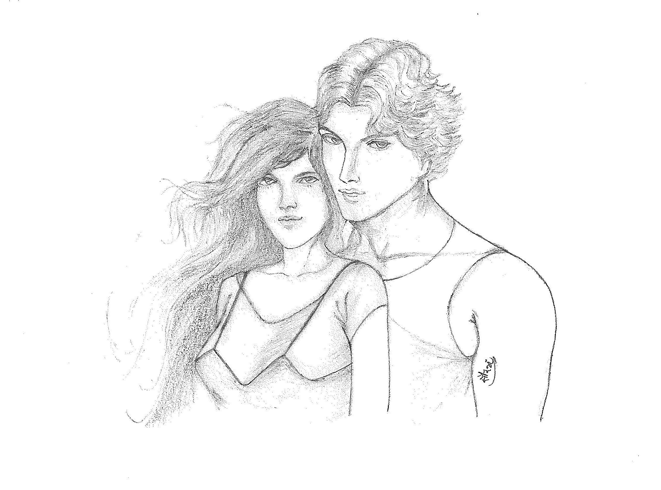 Sketches and Drawings : Romantic couple - Pencil drawing