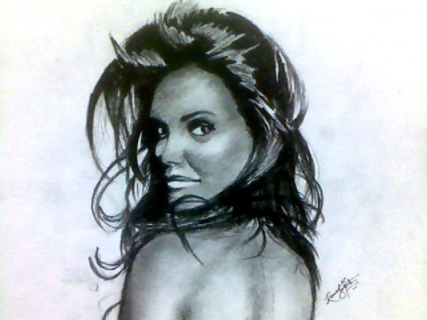 Pencil Sketch Of Angelina Jolie - DesiPainters.com