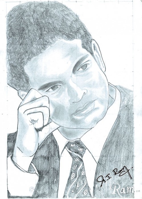 Pencil Sketch Of Cricketer Sachin Tendulkar