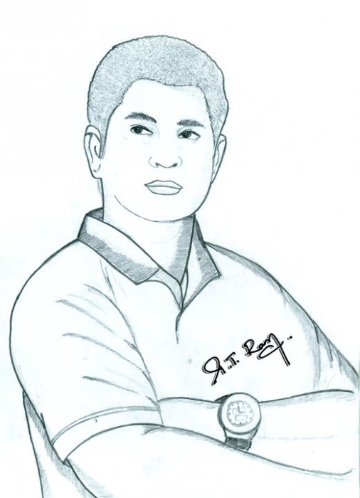 Pencil Sketch Of Sachin Tendulkar - DesiPainters.com