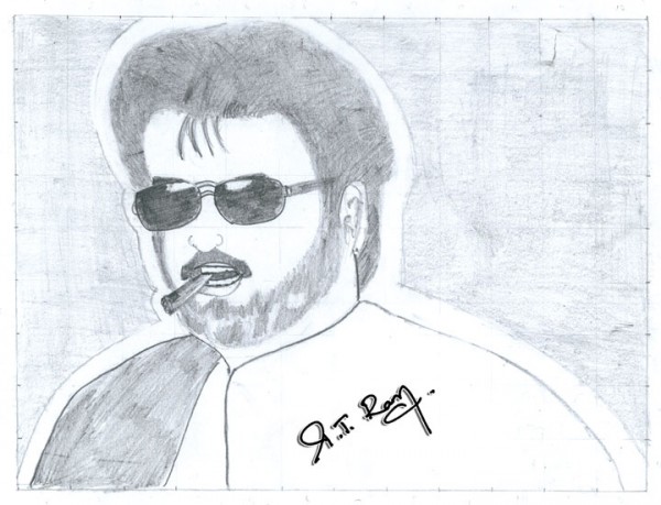 Pencil Sketch Of Rajnikanth - DesiPainters.com