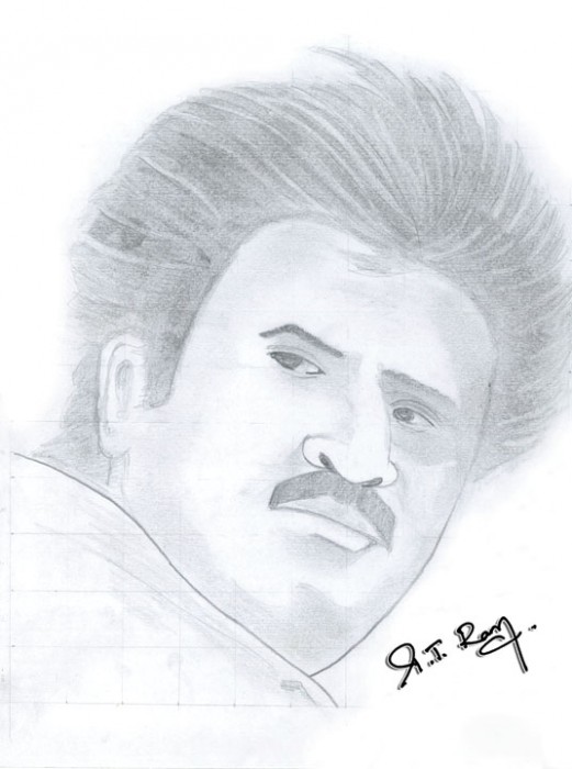 Pencil Sketch Of Rajnikanth - DesiPainters.com