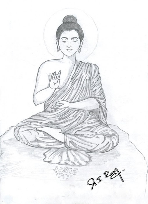 Pencil Sketch Of Mahatma Buddha - DesiPainters.com