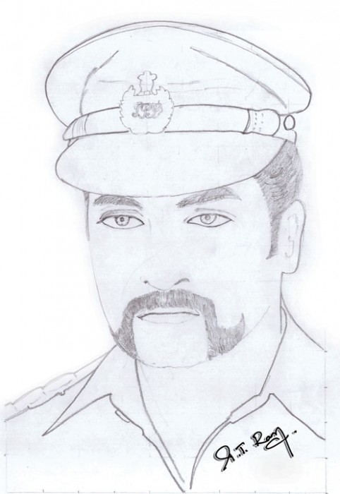 Pencil Sketch Of Actor Surya - DesiPainters.com