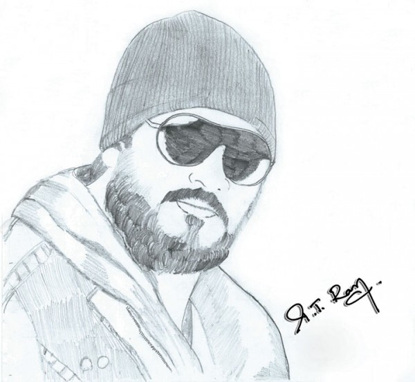 Pencil Sketch Of Actor Ajith - DesiPainters.com