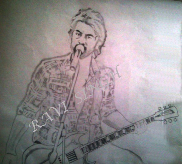 Pencil Sketch Of A Singer - DesiPainters.com