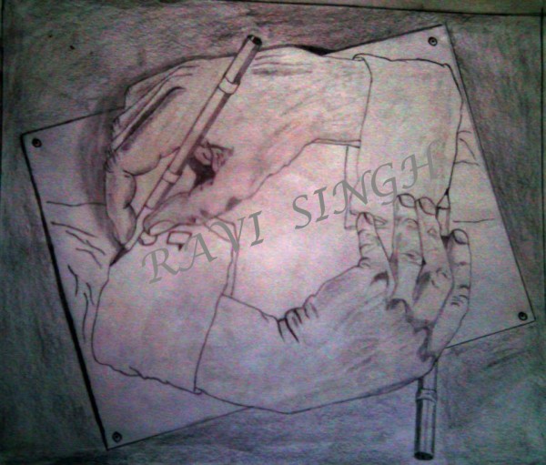 Sketch Of Drwaing Hands By Ravi Singh