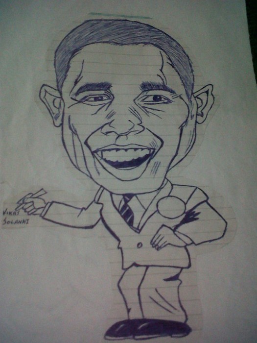 Ink Sketch Of Barack Obama - DesiPainters.com