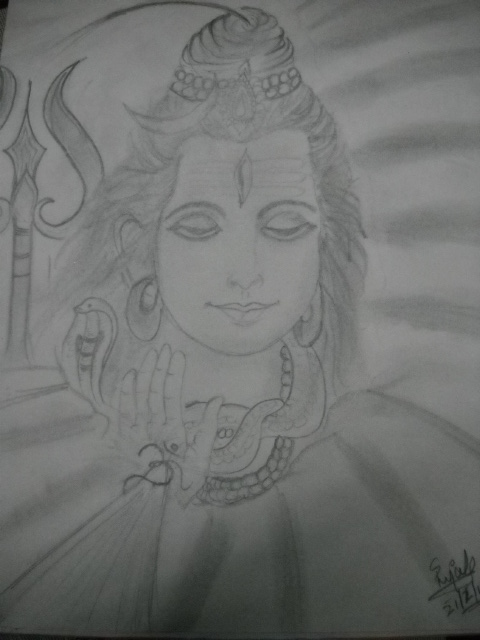 Pencil Sketch Of Shiv Ji - DesiPainters.com