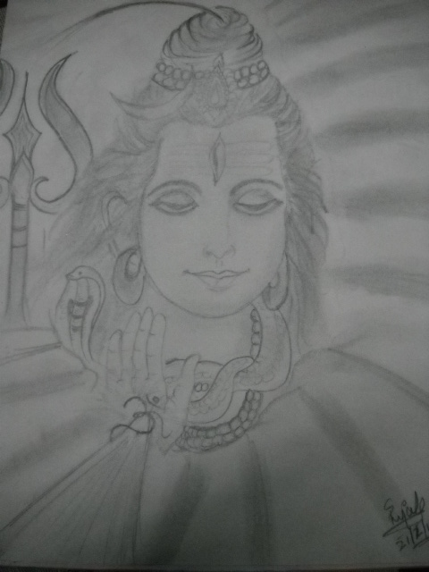 Pencil Sketch Of Shiv Ji - DesiPainters.com