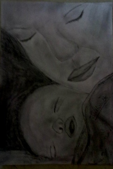 Charcoal Sketch Of Mother’s Love - DesiPainters.com