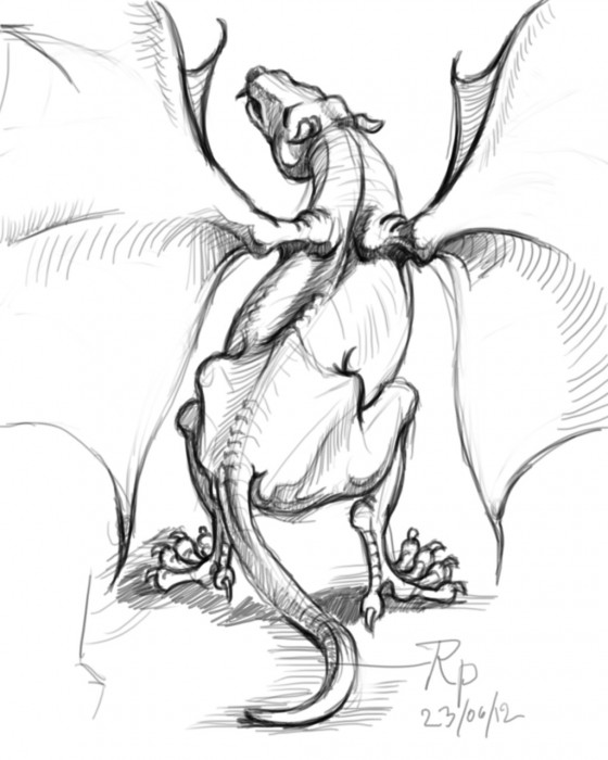 Pencil Sketch Of A Dragon - DesiPainters.com