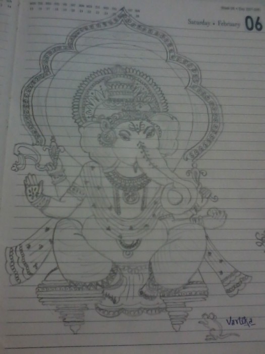Pencil Sketch Of Ganpati - DesiPainters.com