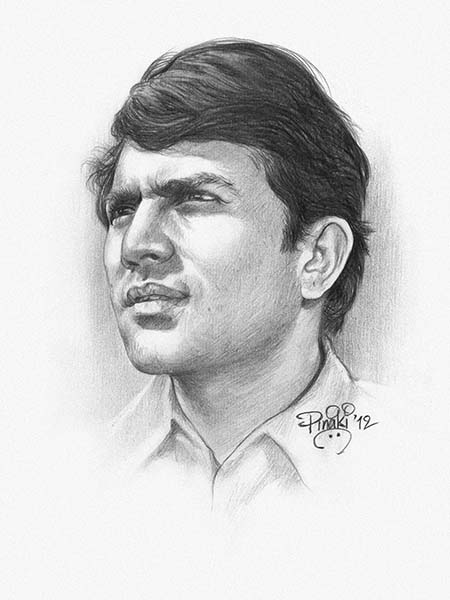 Pencil Sketch of Rajesh Khanna - DesiPainters.com