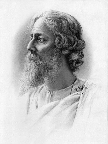 Pencil Sketch of Rabindranath Tagore - DesiPainters.com