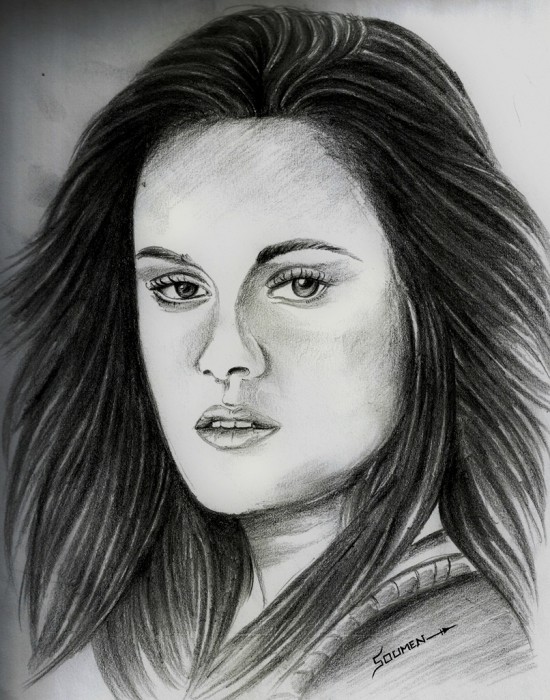 Pencil Portrait Of Kristen Stewart - DesiPainters.com