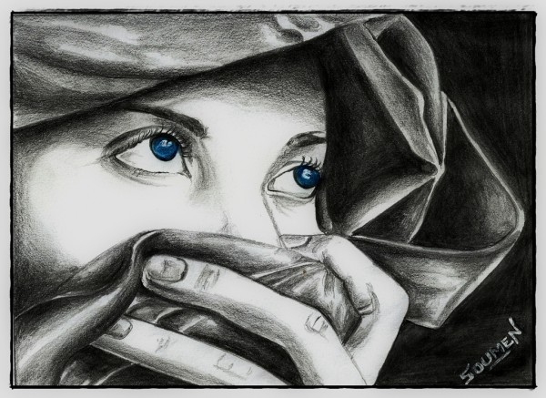 Pencil Portrait Of Beautiful Eyes - DesiPainters.com