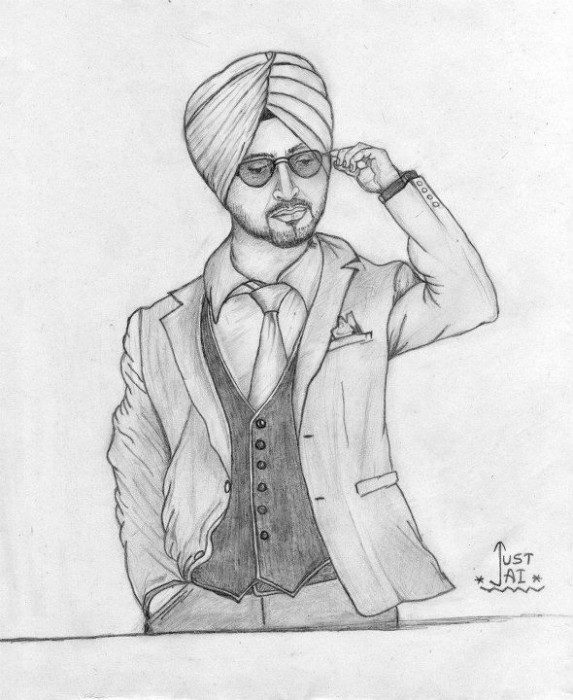 Sketch Of Punjabi Singer Diljit Dosanjh - DesiPainters.com