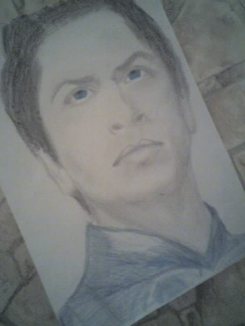 Pencil Color Sketch Of Shahrukh Khan