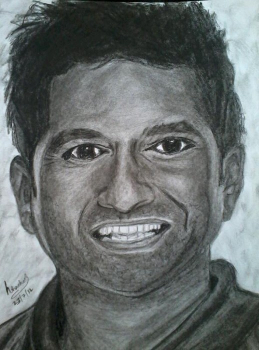 Charcoal Sketch Of Sachin Tendulkar