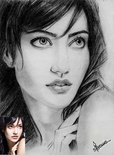 Pencil Sketch Of Actress Neha Sharma - DesiPainters.com