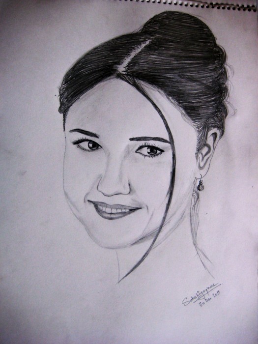 Pencil Sketch Of Actress Preity Zinta - DesiPainters.com