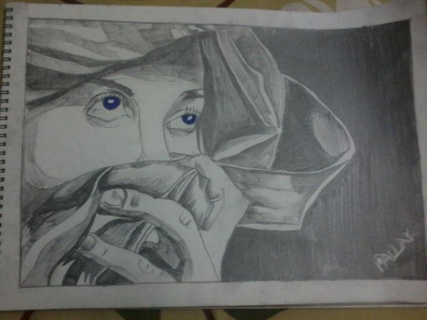 Pencil Sketch Of A Blue Eyes Girl