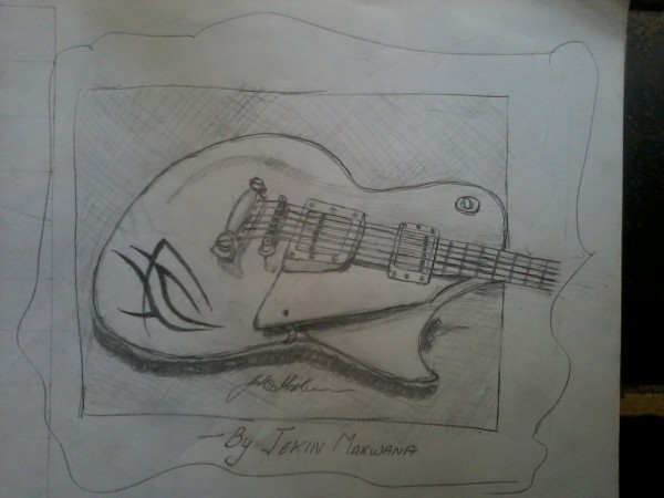 Pencil Sketch Of Guitar - DesiPainters.com