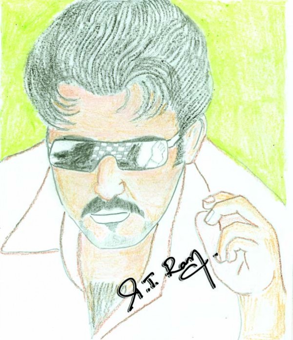 Crayon Sketch Of Tamil Actor Ajith Kumar