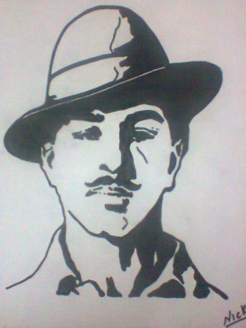 Charcoal Sketch Of Bhagat Singh - DesiPainters.com