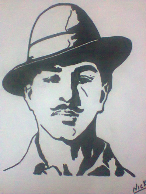 Charcoal Sketch Of Bhagat Singh - DesiPainters.com