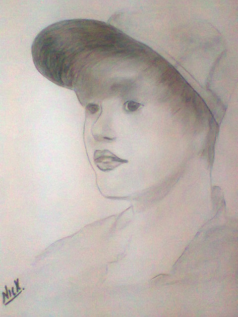 Pencil Sketch Of Singer Justin Bieber - DesiPainters.com