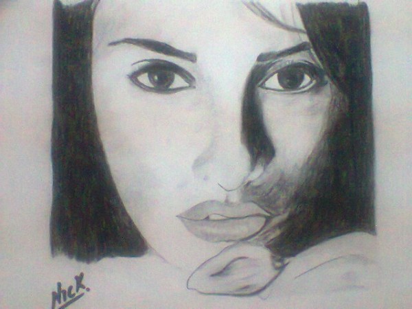 Sketch Of Hollywood Actress Penelope Cruise - DesiPainters.com