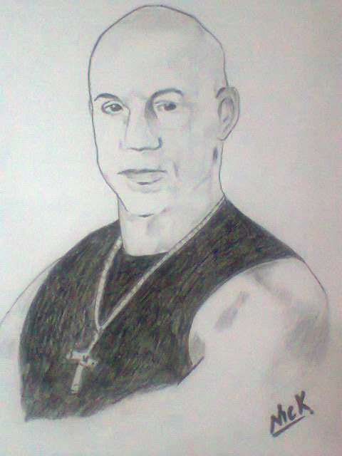 Sketch Of American Actor Vin Diesel