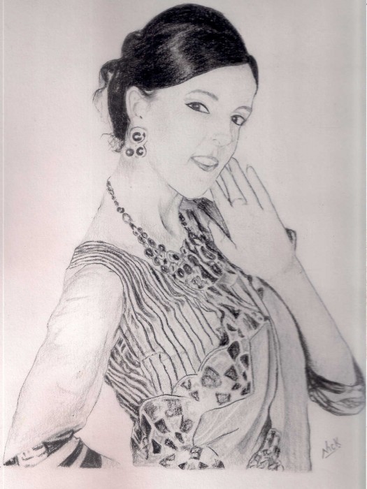 Pencil Sketch Of A Lady - DesiPainters.com