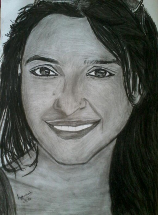 Charcoal Sketch Of Actress Parineeti - DesiPainters.com