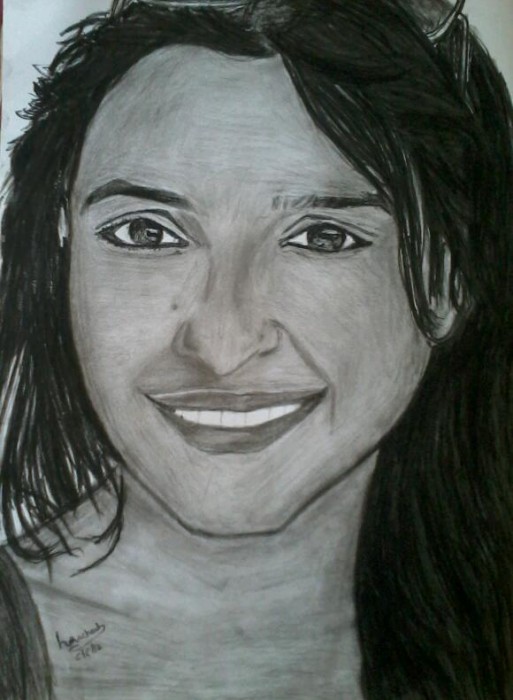 Charcoal Sketch Of Actress Parineeti - DesiPainters.com