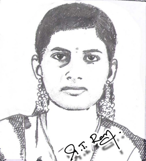 Pencil Sketch Of A Lady - DesiPainters.com