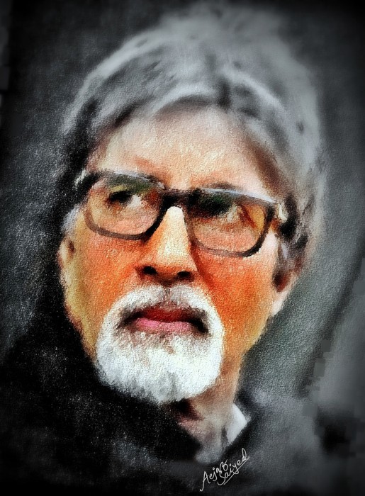 Amitabh Bachchan Painting By Aejaz Saiyed - DesiPainters.com