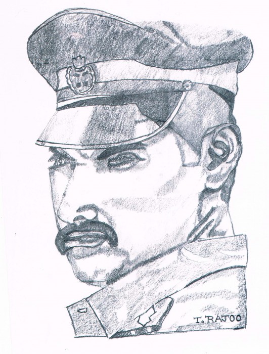 Charcoal Sketch Of A Police Officer