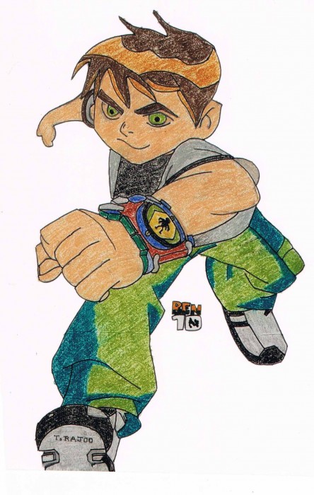 Crayon Painting Of Cartoon Ben10 - DesiPainters.com