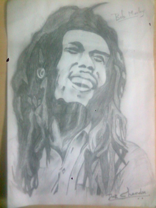 Charcoal Sketch Of Bob Marley - DesiPainters.com