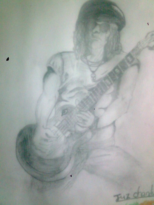 Pencil Sketch Of A Rockstar