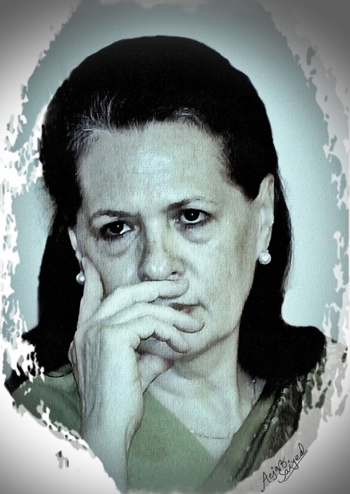 Digital Painting Of Sonia Gandhi - DesiPainters.com