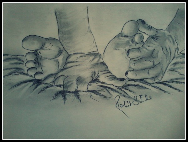 Sketch Of Babies Hand And Feet