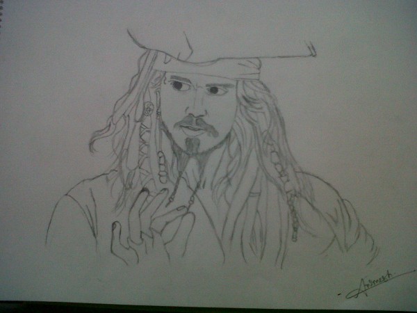 Pencil Sketch Of Jack Sparrow - DesiPainters.com