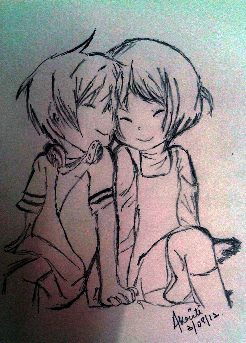 Pencil Sketch Of Anime Boy And Girl 