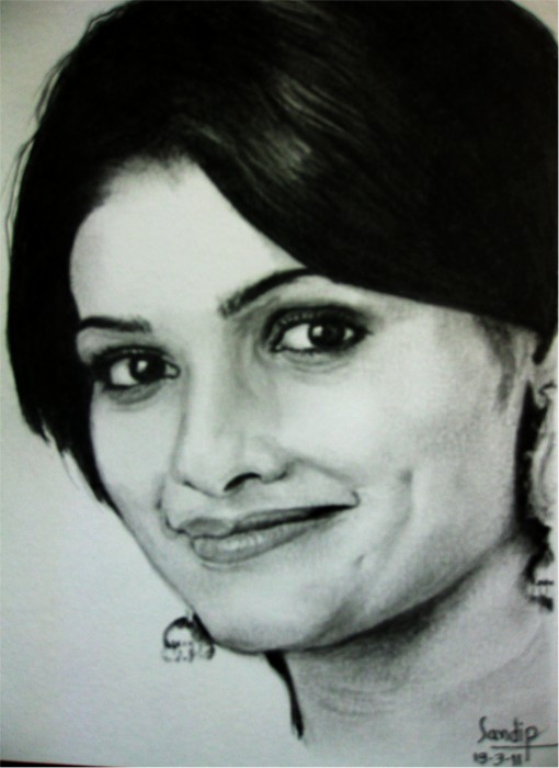 Charcoal Sketch Of Prachi Desai