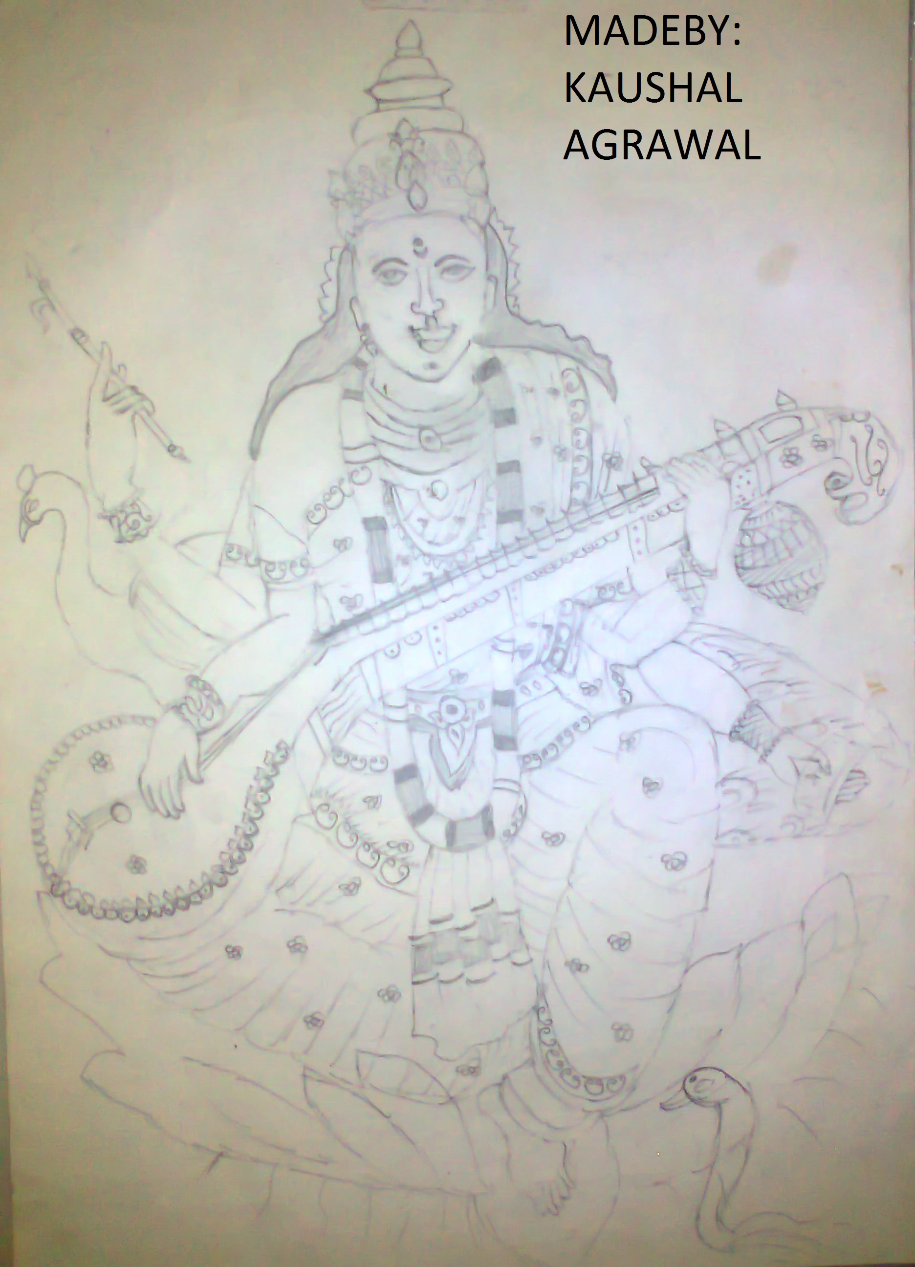 Vasant panchami on indian god saraswati maa sketch religious card design  36388369 Vector Art at Vecteezy