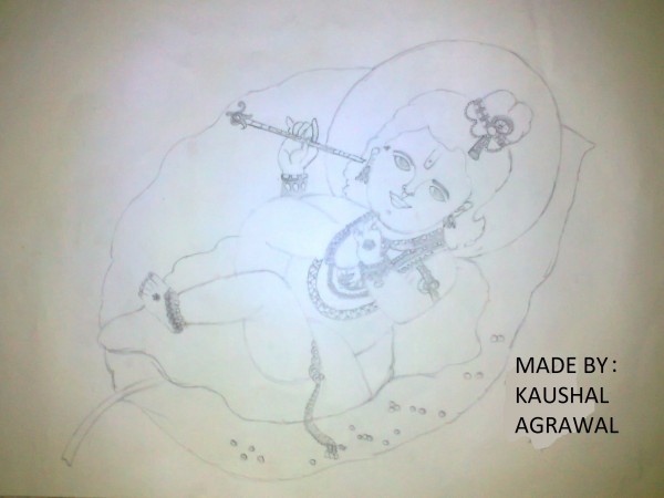 Pencil Sketch Of Shri Krishan Ji - DesiPainters.com